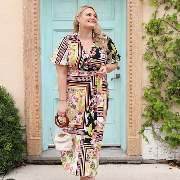 Who What Wear Wrap Maxi Dress Patchwork Floral Boho Cottagecore Medium - Picture 2 of 11